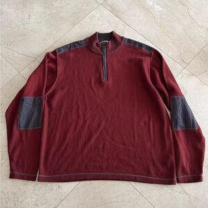 Ascend Men's Zip-Up Sweater in Burgundy and Gray